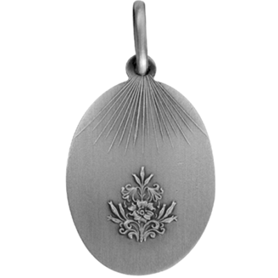 MEDALHA VIRGEM OVAL C/ FLORES