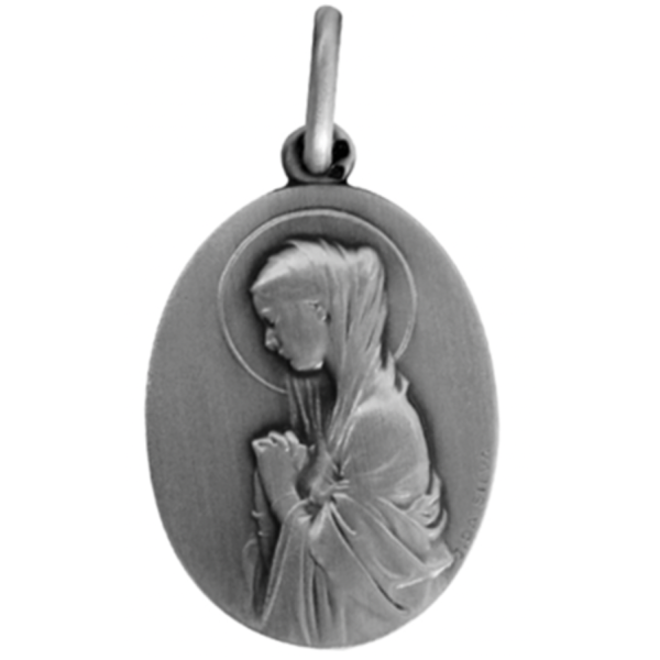 MEDALHA VIRGEM OVAL C/ FLORES
