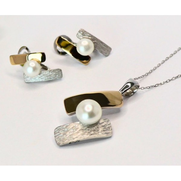 COLAR PRATA/OURO C/PEROLA