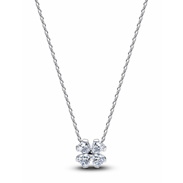 COLAR PANDORA TREVO CRISTAL TRANSPARENTE