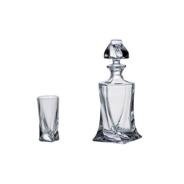 GARRAFA 28CMT CRISTAL BOHEMIA C/6COPOS LICOR