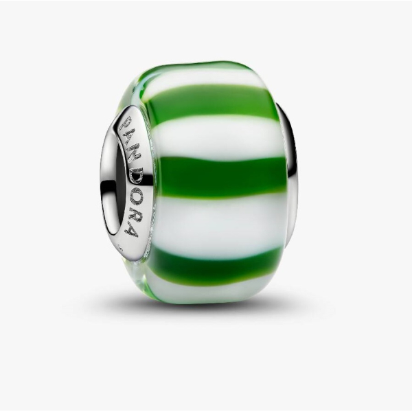CONTA PANDORA MURANO VERDE/BRANCO